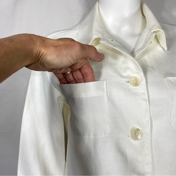 Gap 4-Pocket Front Off-White Linen Shirt Jacket - Picture 5 of 8